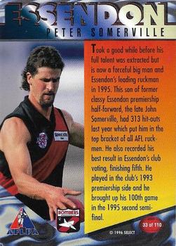 1996 Select AFL Centenary Series #33 Peter Somerville Back